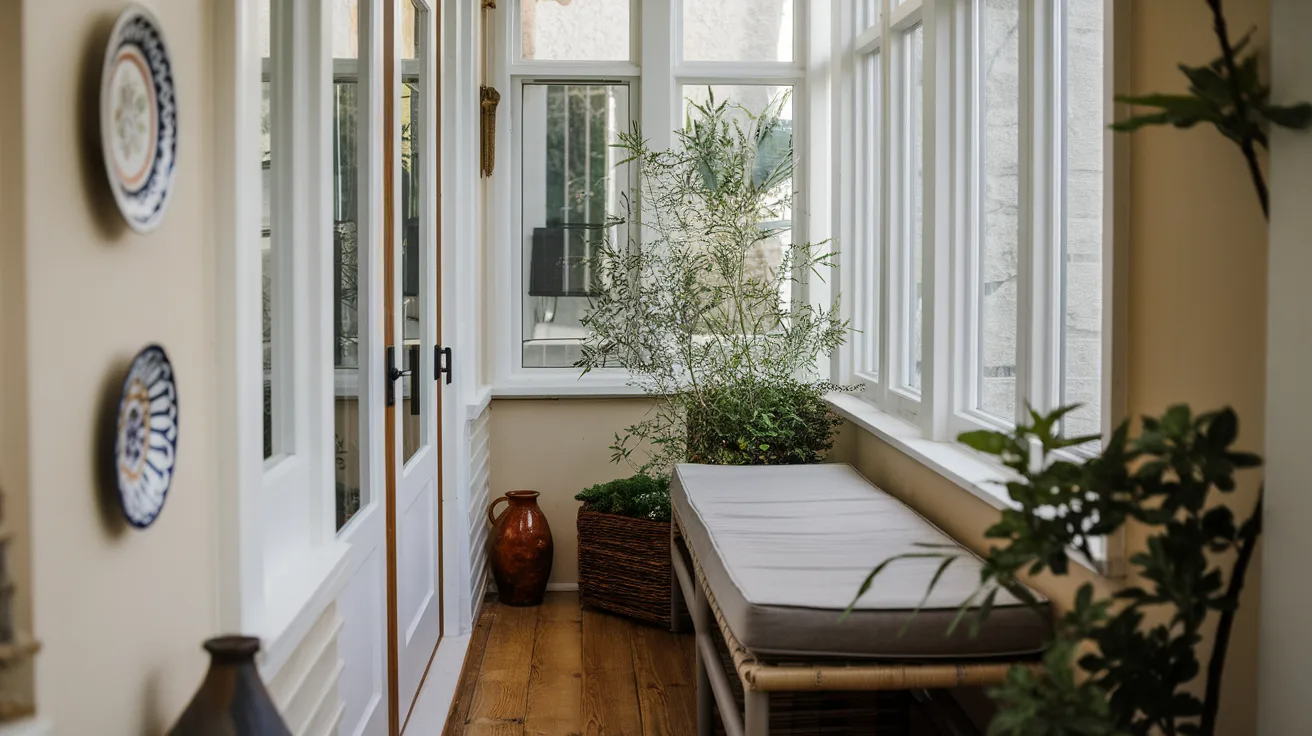 indoor bench cozy small sunroom ideas