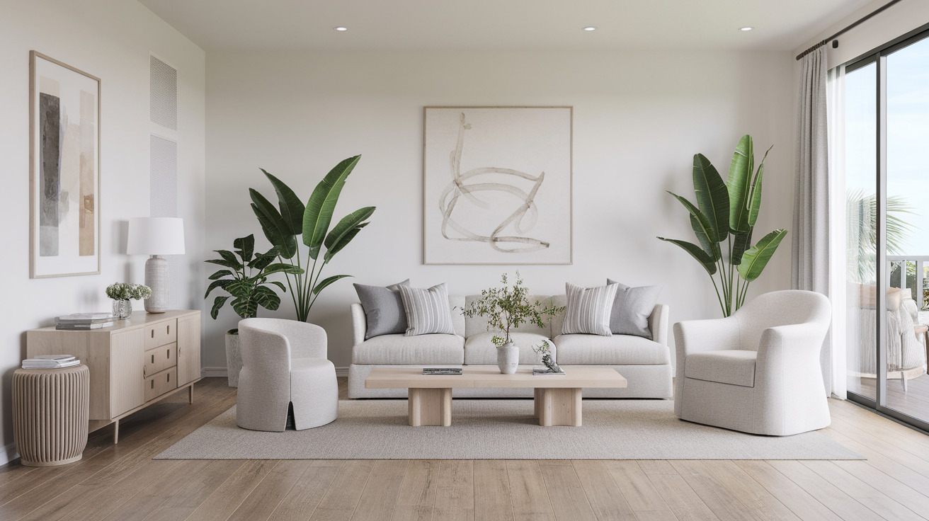 indoor plants coastal living room beach decor ideas