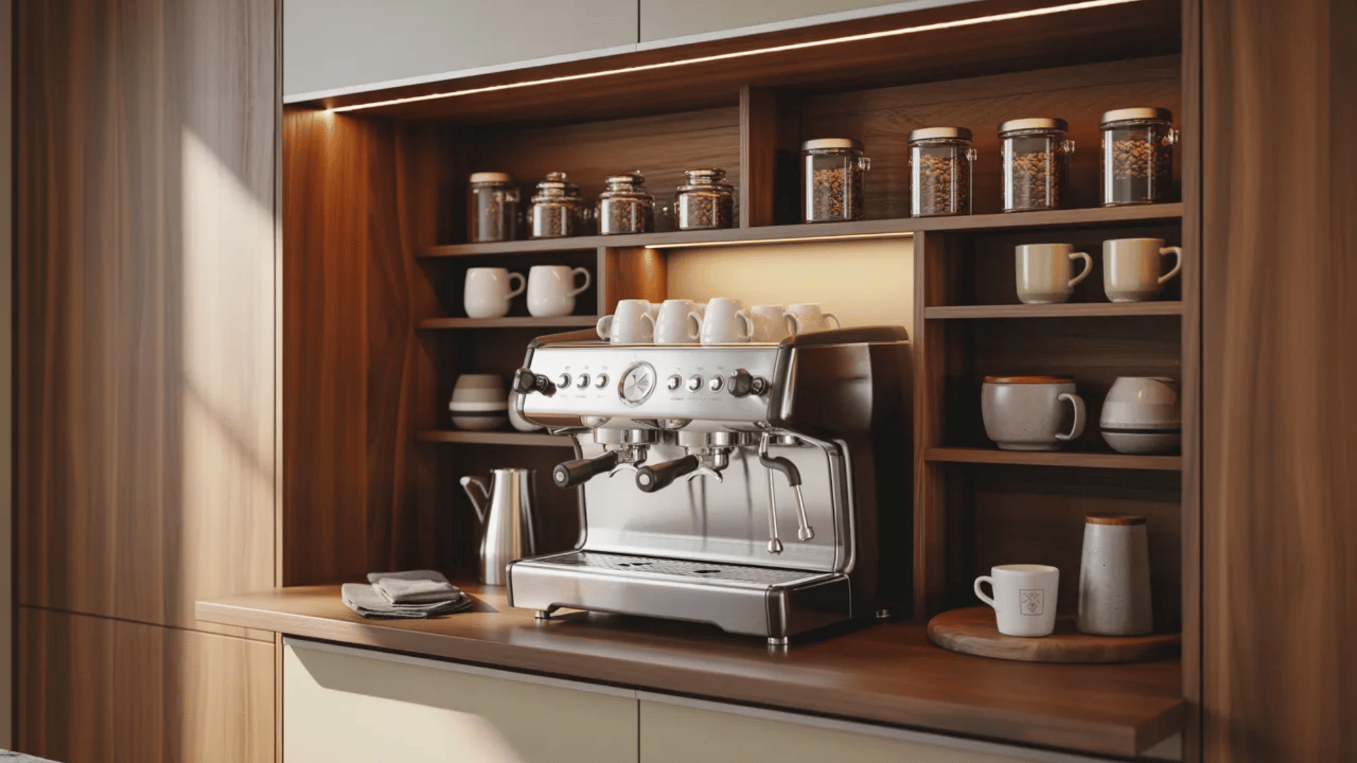 integrated coffee bar corner