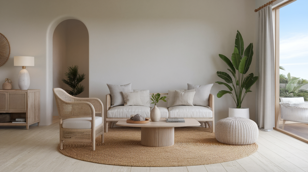 jute rug modern coastal interior design