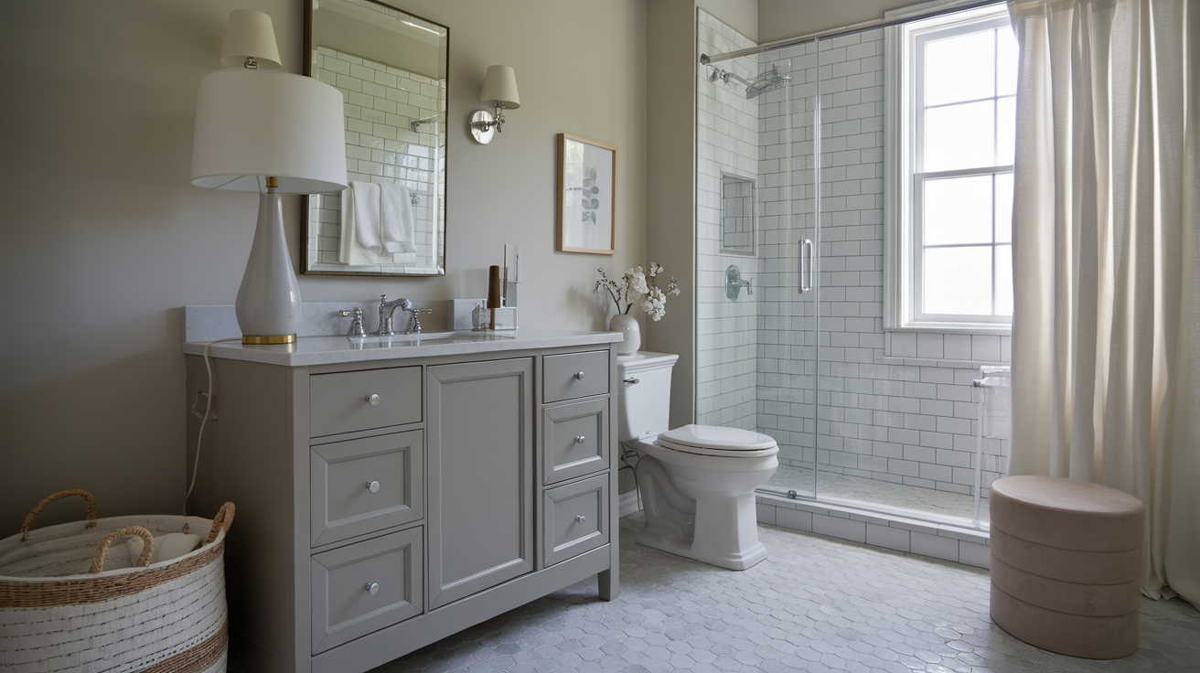 layered tone on tone styling contemporary bathroom ideas