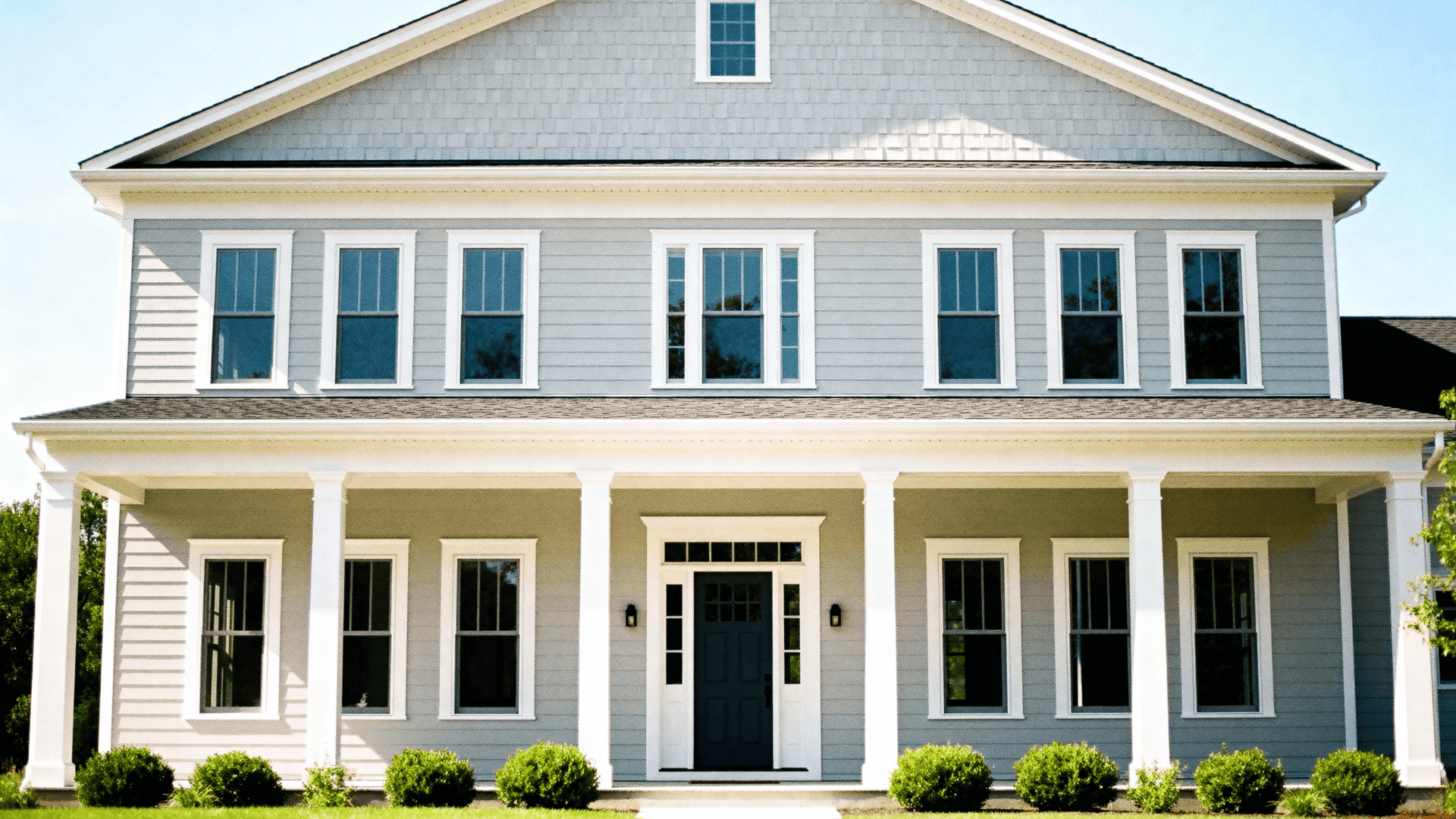light grey with crisp white trim