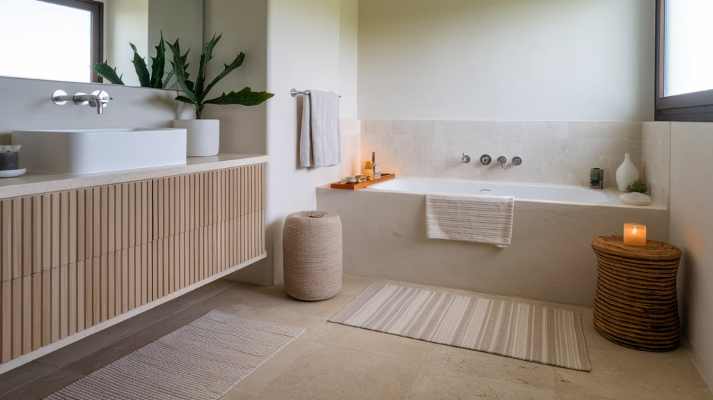 light rug modern coastal interior design