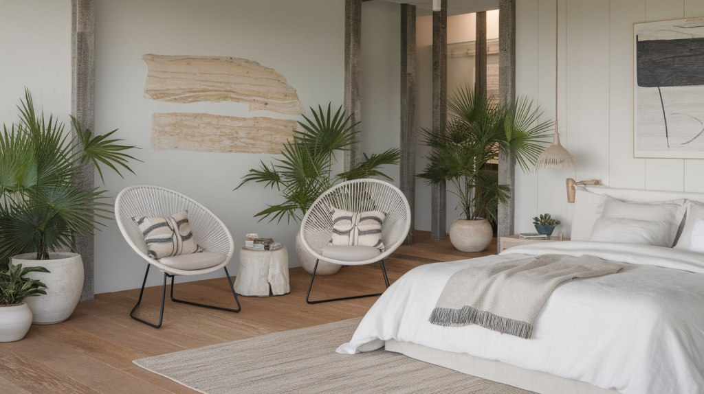 linen bedding modern coastal interior design