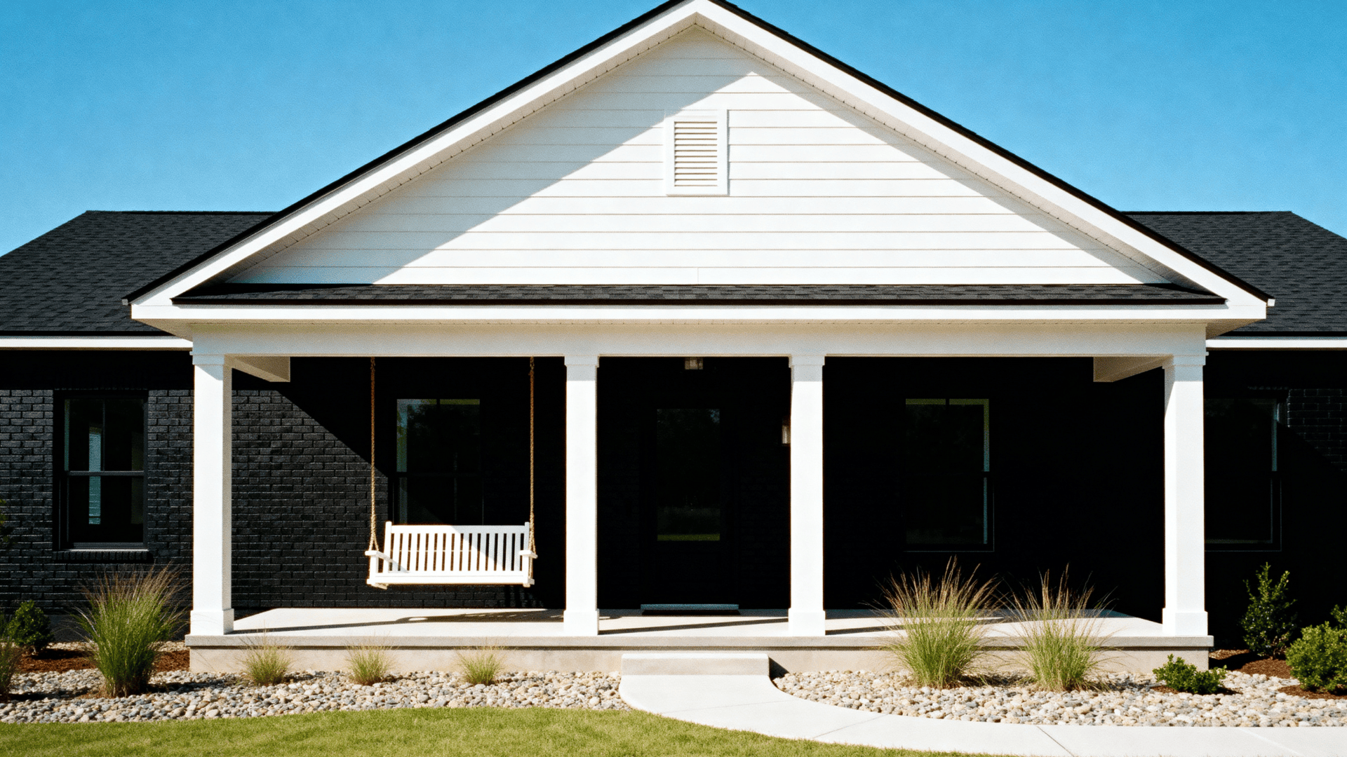 matte black brick farmhouse