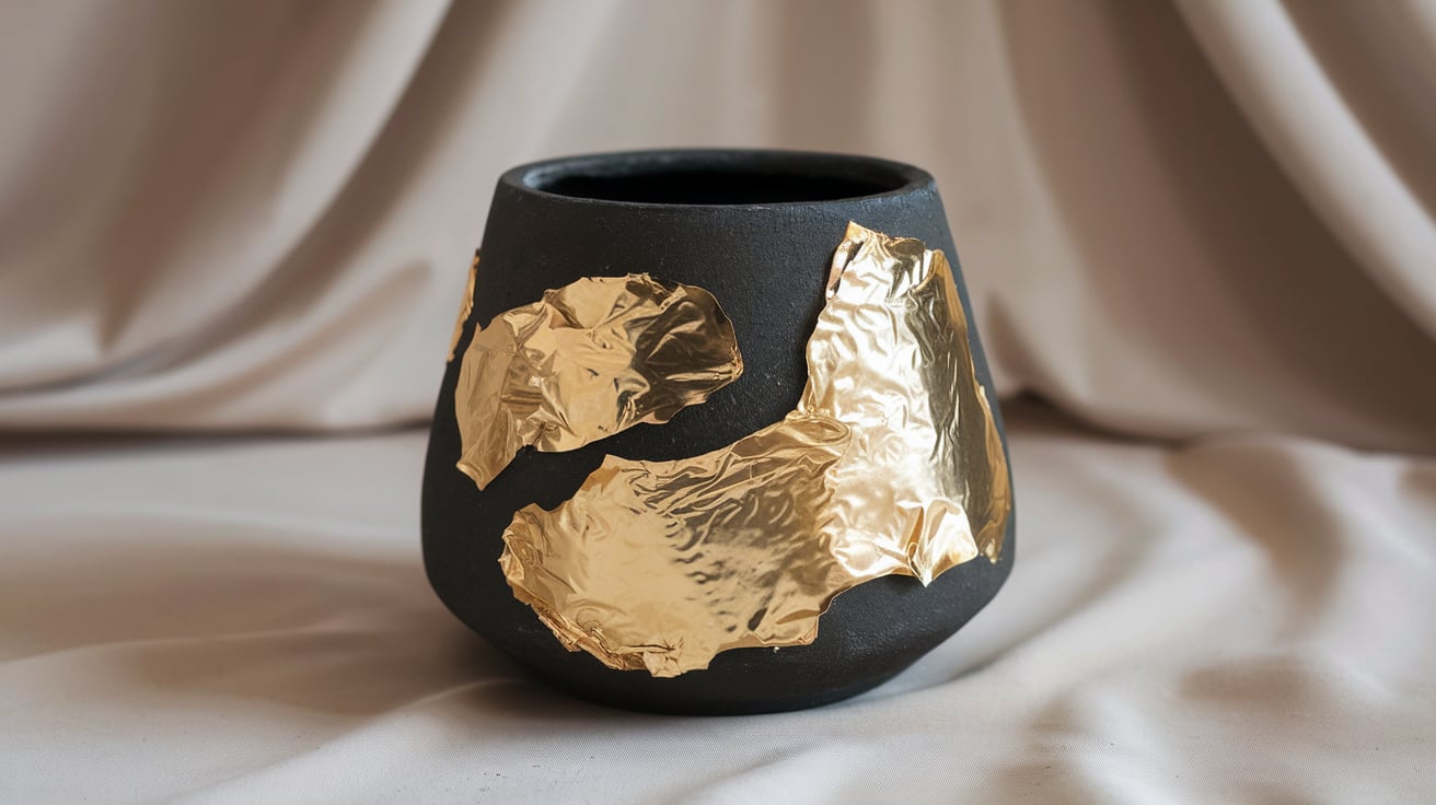matte charcoal with gold foil pots