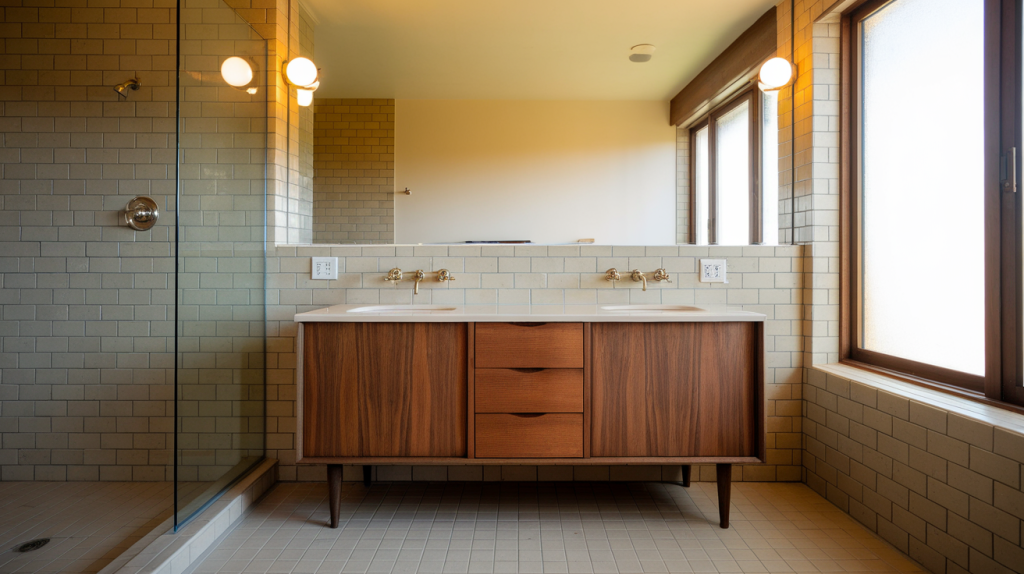 mid century modern bathroom vanity
