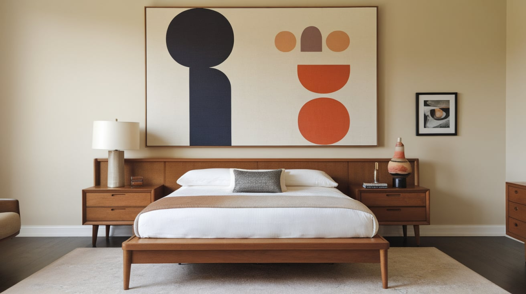 mid century modern bedroom art