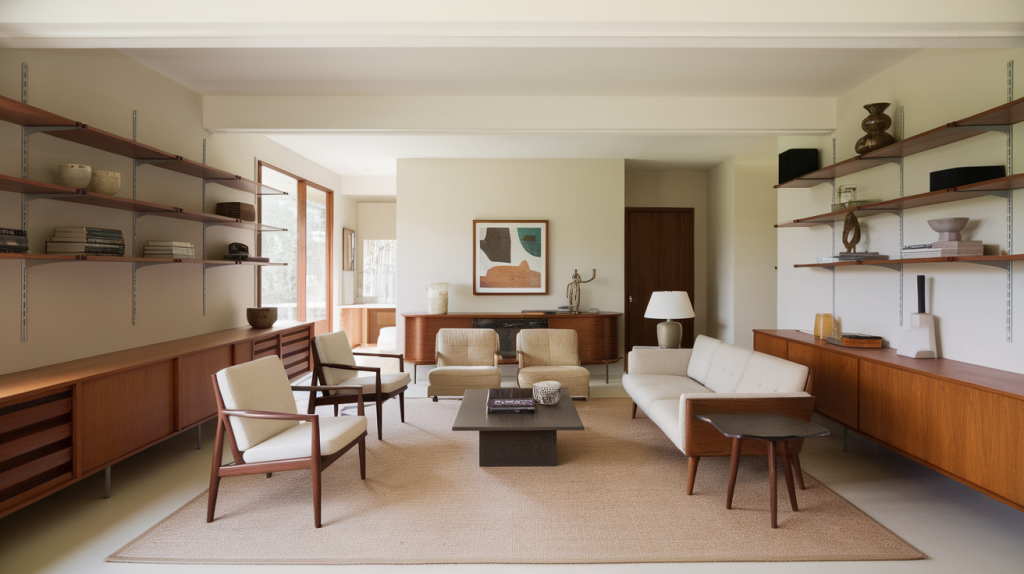 mid century modern built in storage