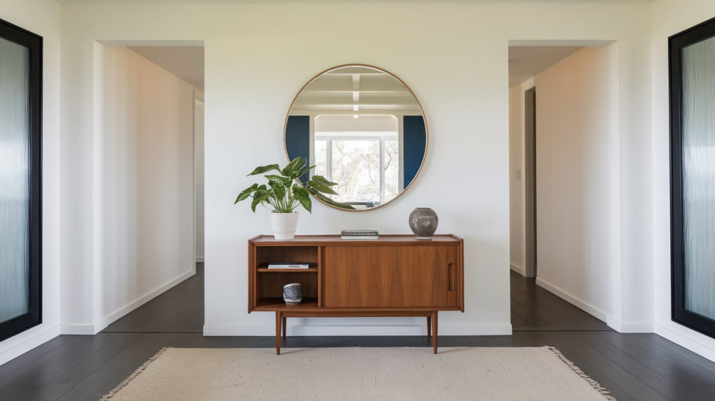 mid century modern entryway mirror