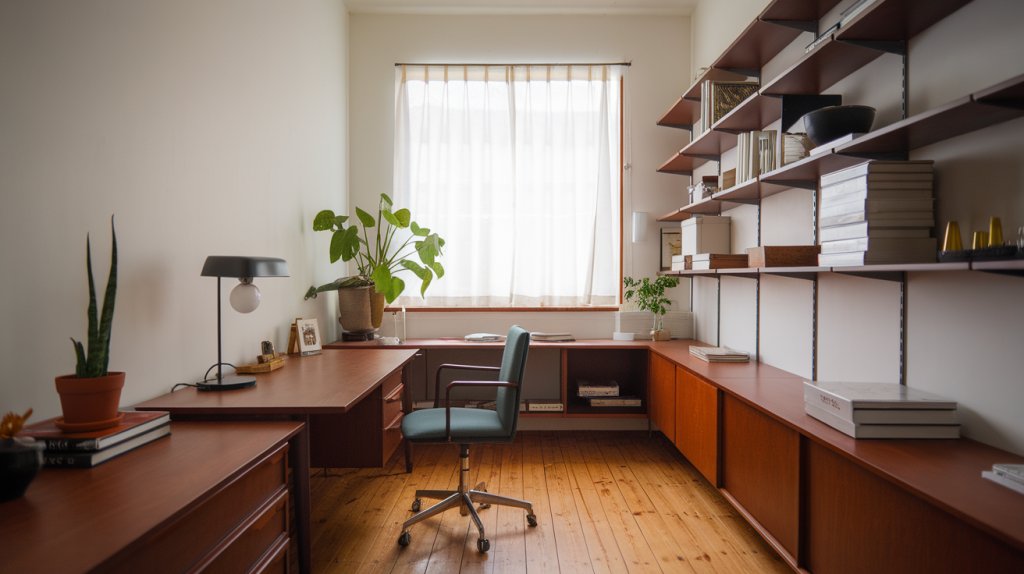 mid century modern office shelves