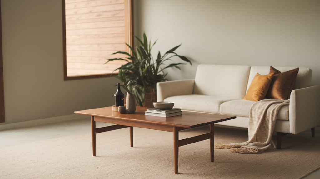 mid century modern wood coffee table