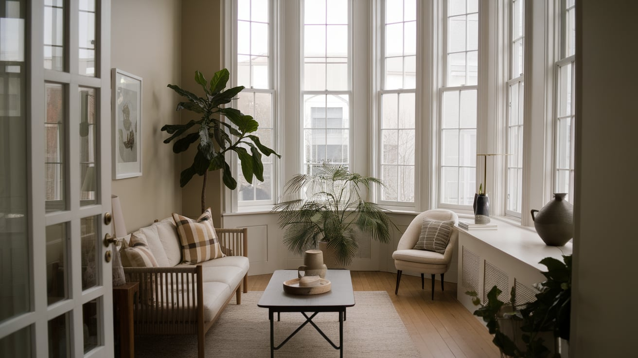 minimal decor cozy small sunroom