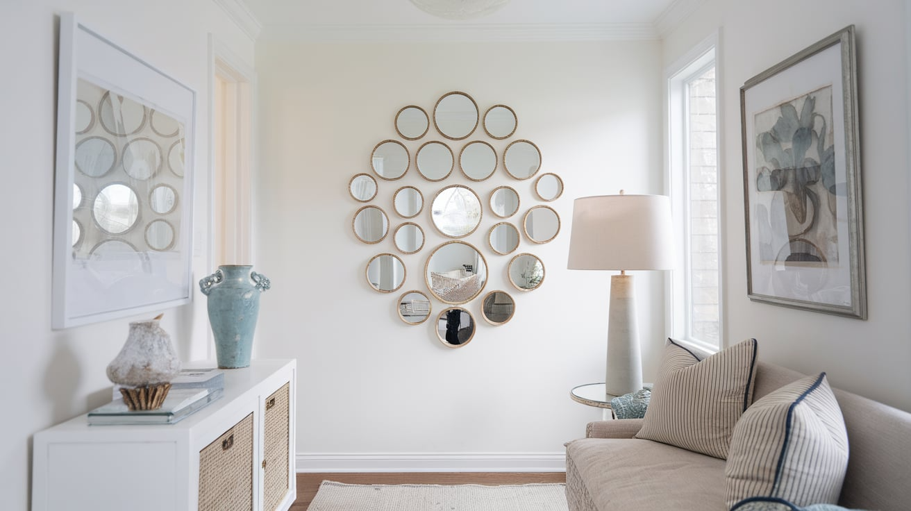mirror cluster wall hallway diy wall decor