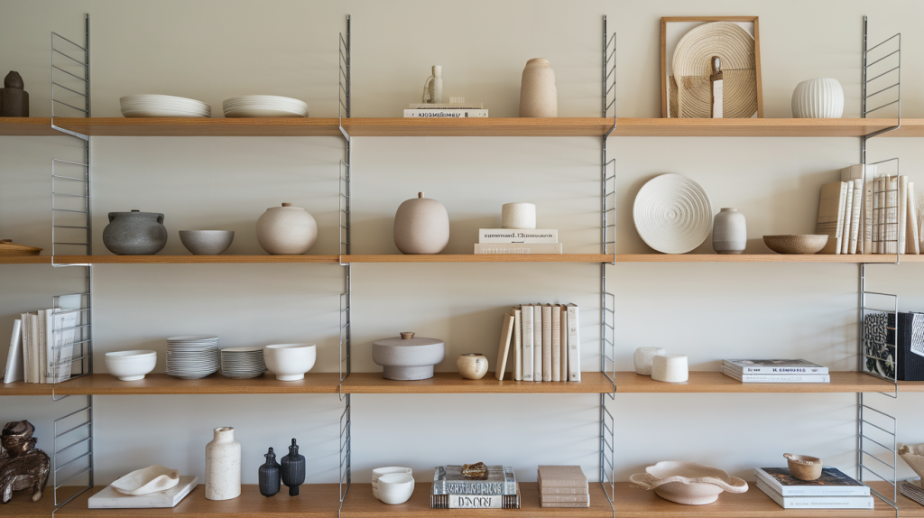 modern apartment open shelves