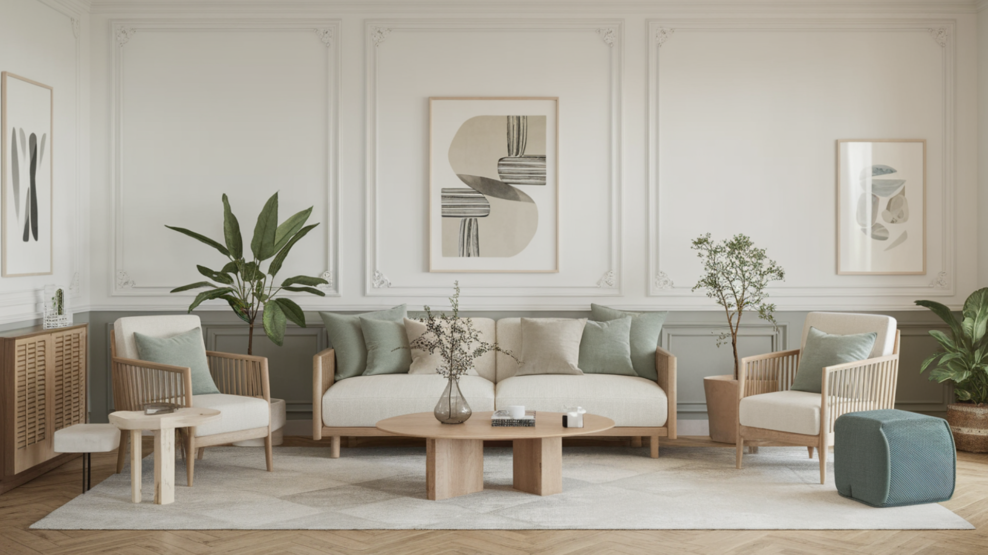 muted color pop scandi living room scandinavian living room