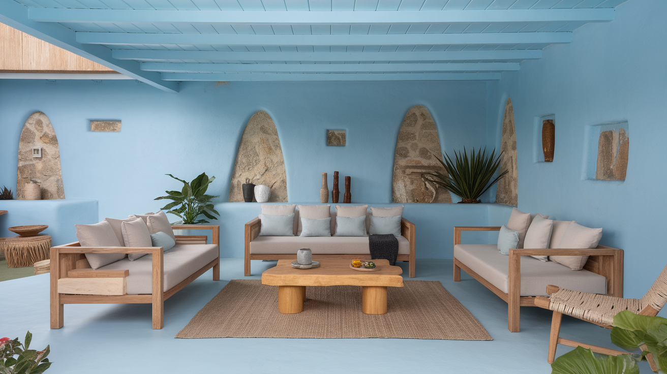 natural materials interior color drenched room