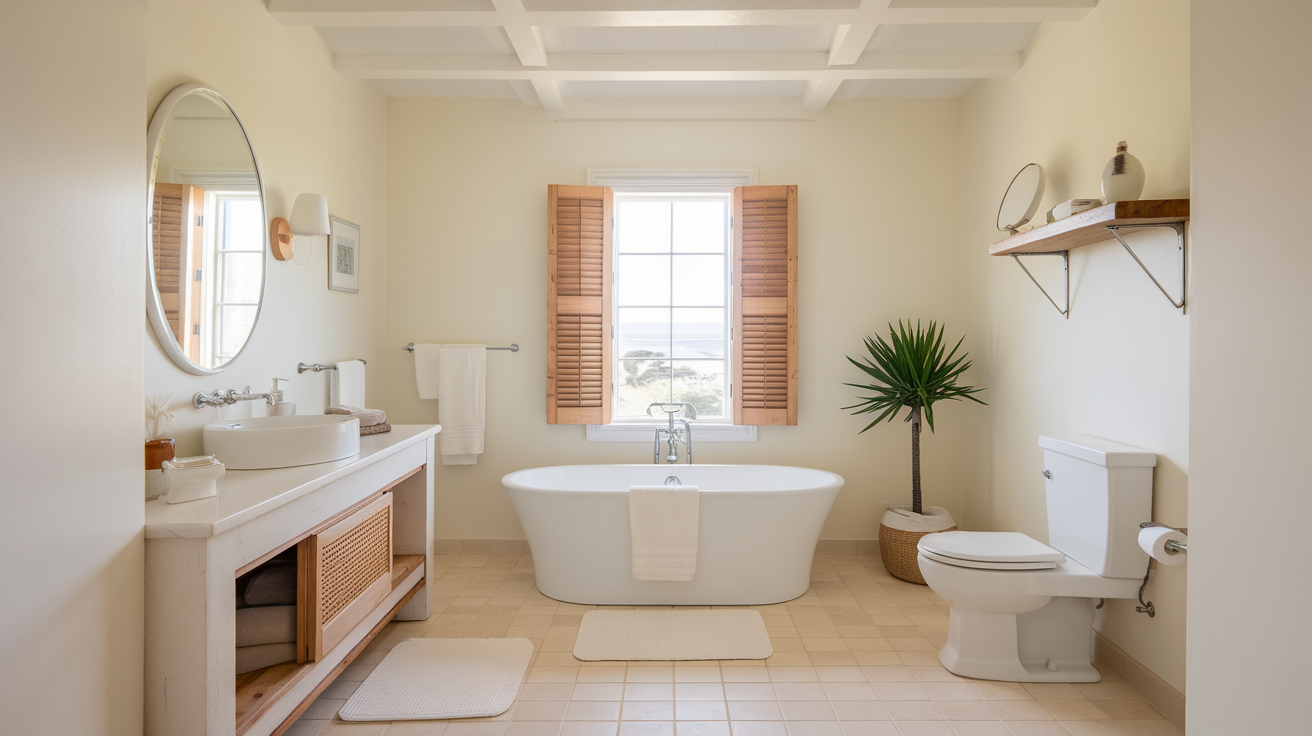neutral coastal bathroom beach decor ideas