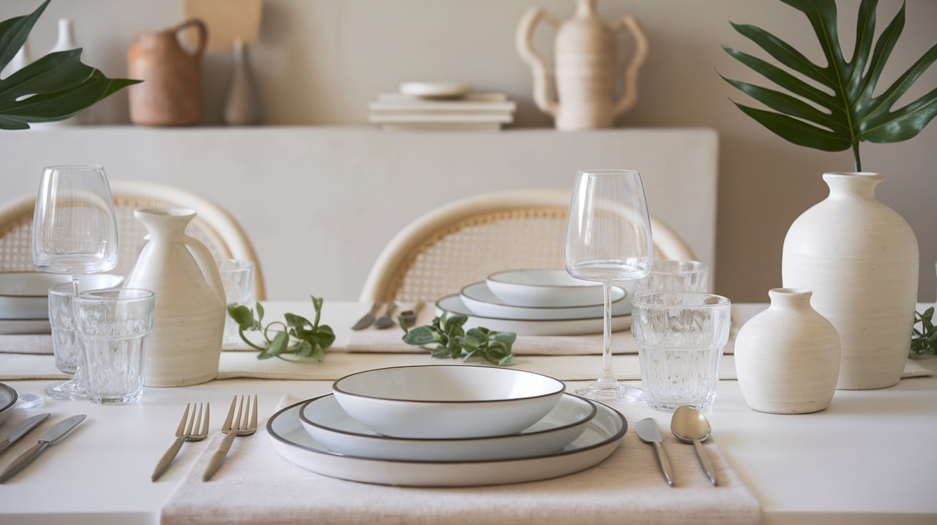 neutral dishware coastal dining beach decor ideas