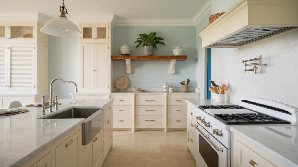 neutral kitchen cabinets modern coastal interior design