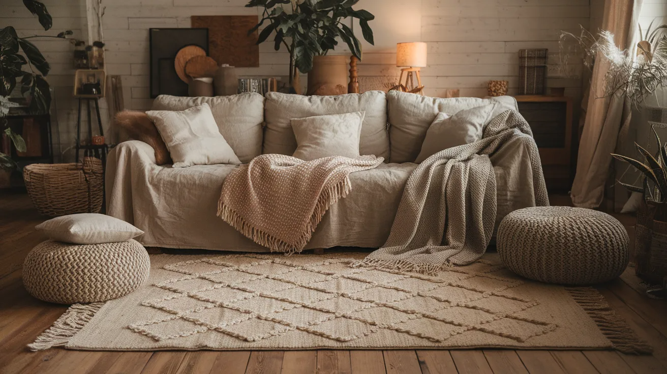 neutral textiles living room modern rustic interior design