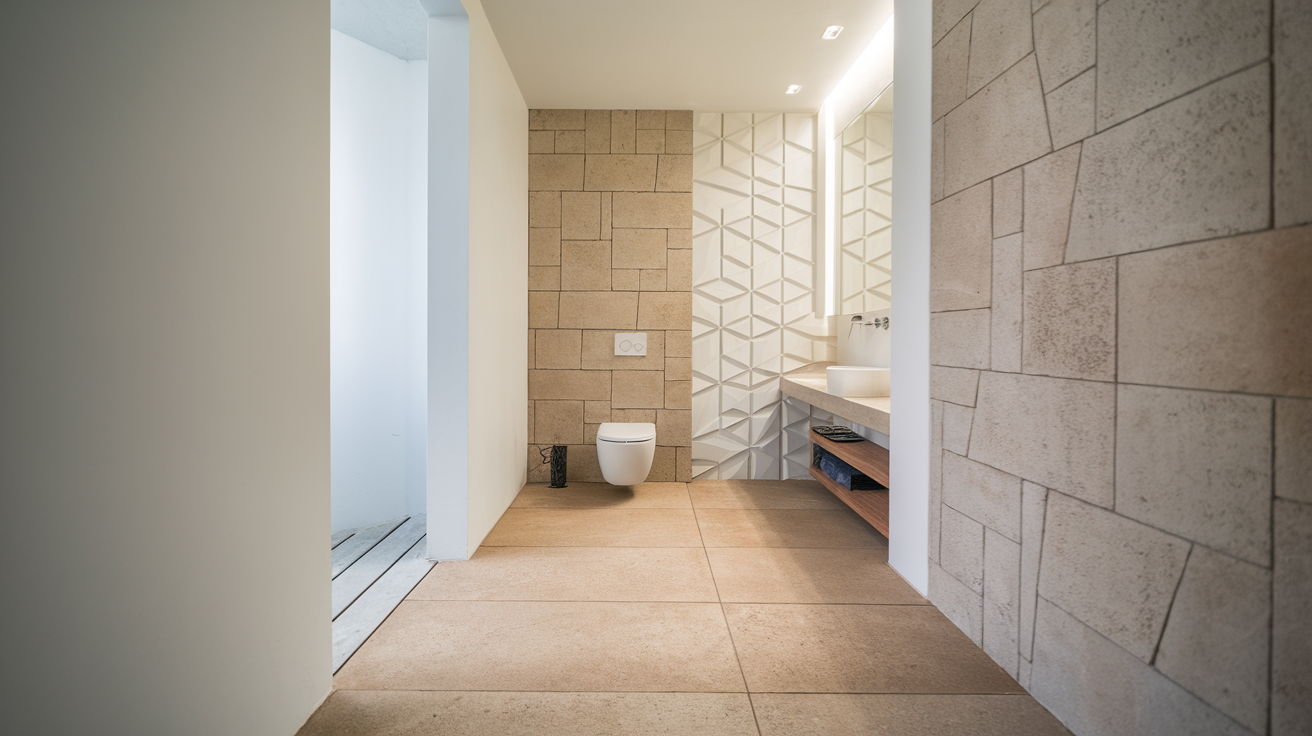 neutral textured floor tiles contemporary bathroom ideas