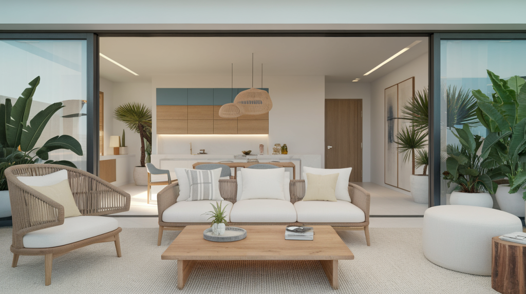 open layout modern coastal interior design