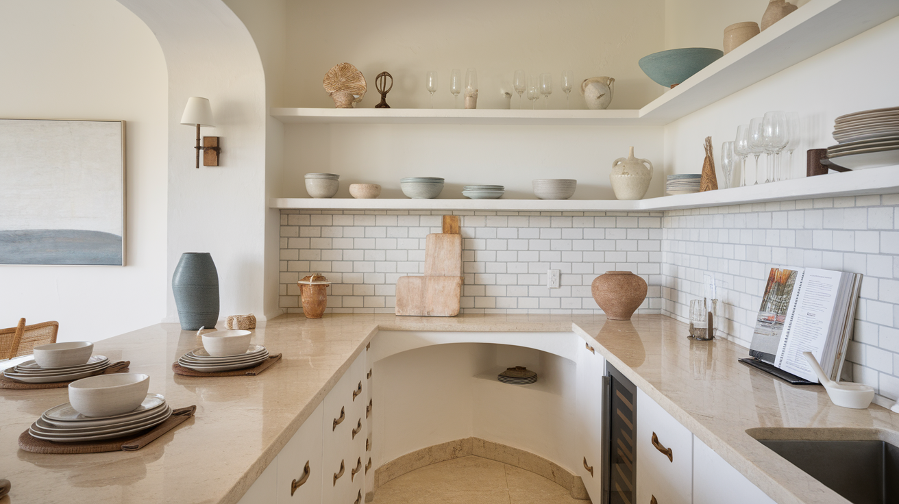 open shelving coastal kitchen beach decor ideas