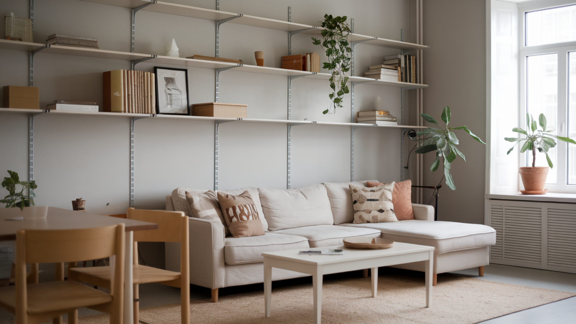 open shelving scandi living room scandinavian living room