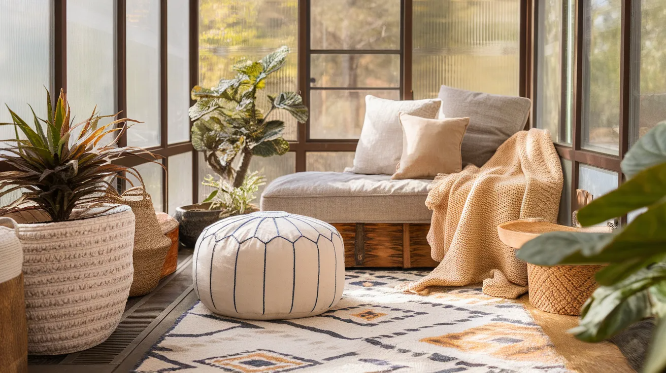 ottoman cozy small sunroom ideas