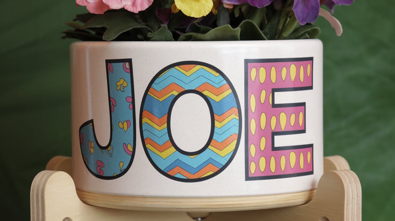 patterned name pots