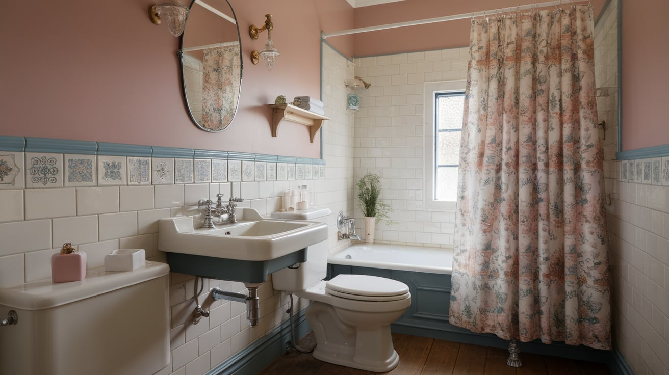 patterned shower curtain english cottage style