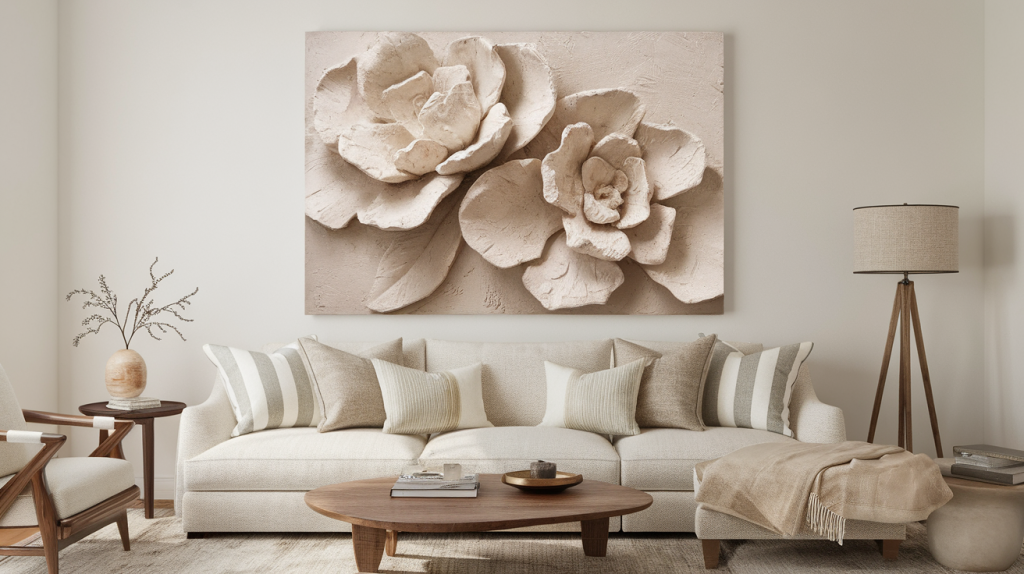 raised floral plaster canvas art diy textured wall art