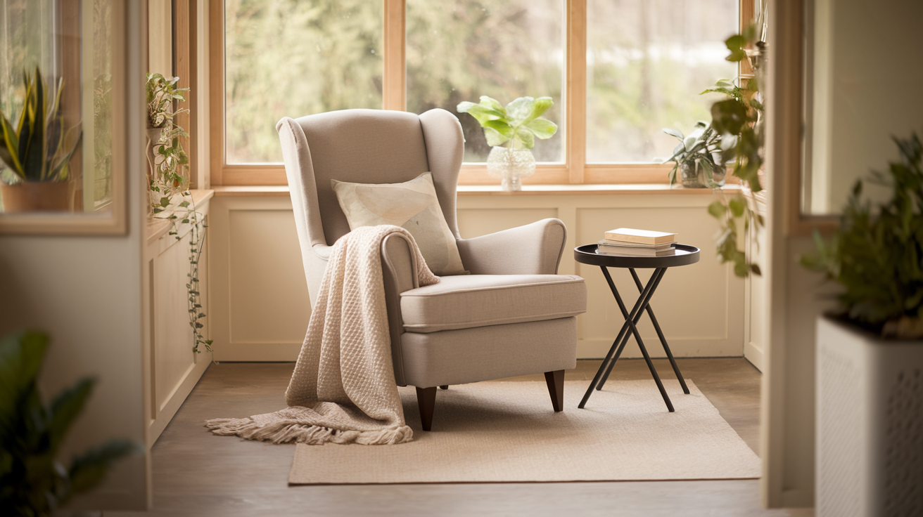 reading nook in cozy small sunroom