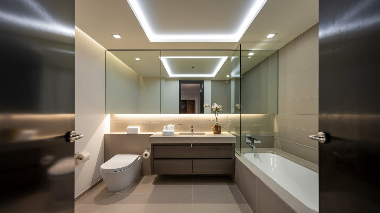 recessed lighting clean ceiling contemporary bathroom ideas