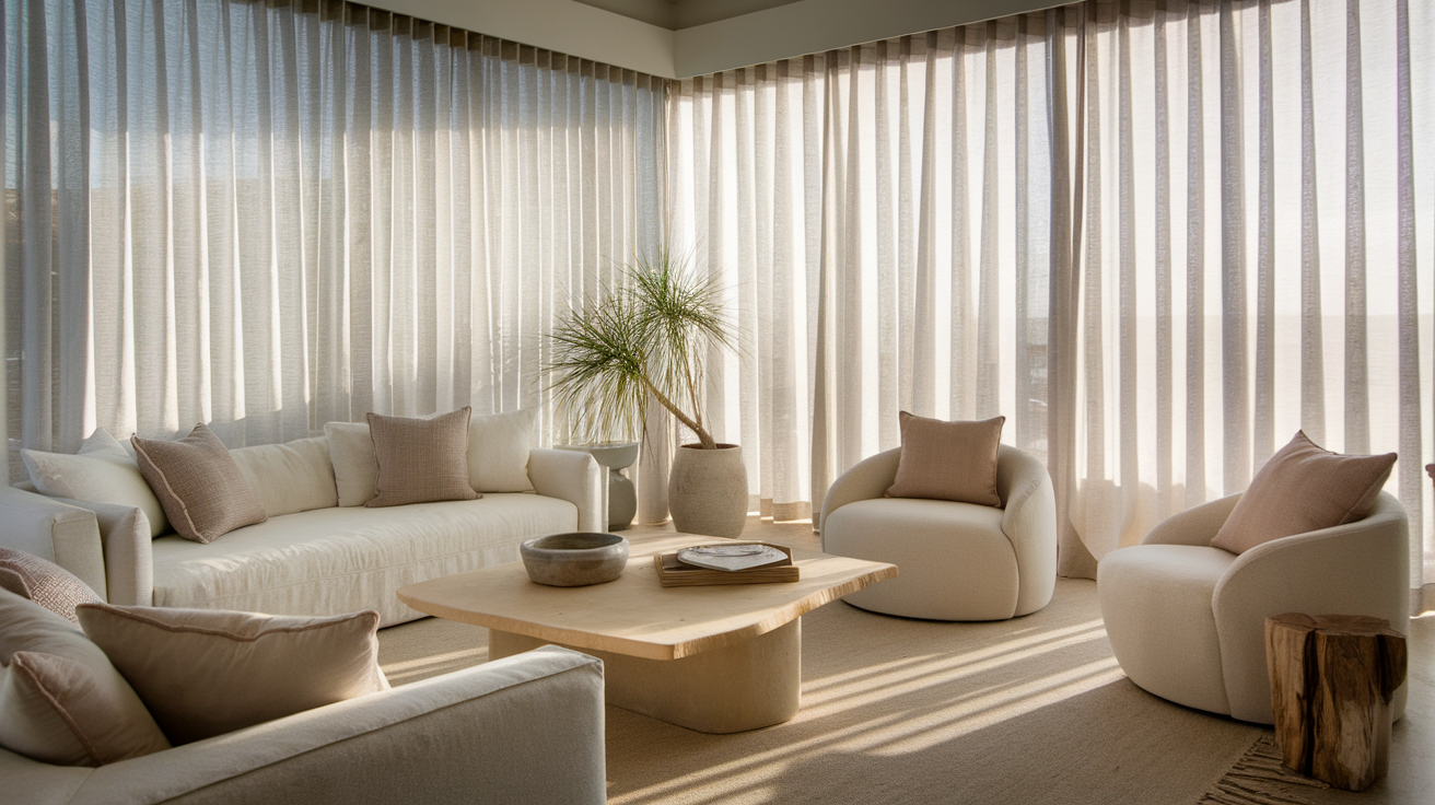 sheer curtains coastal living room beach decor ideas