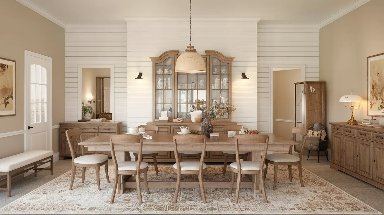 shiplap dining room accent wall idea