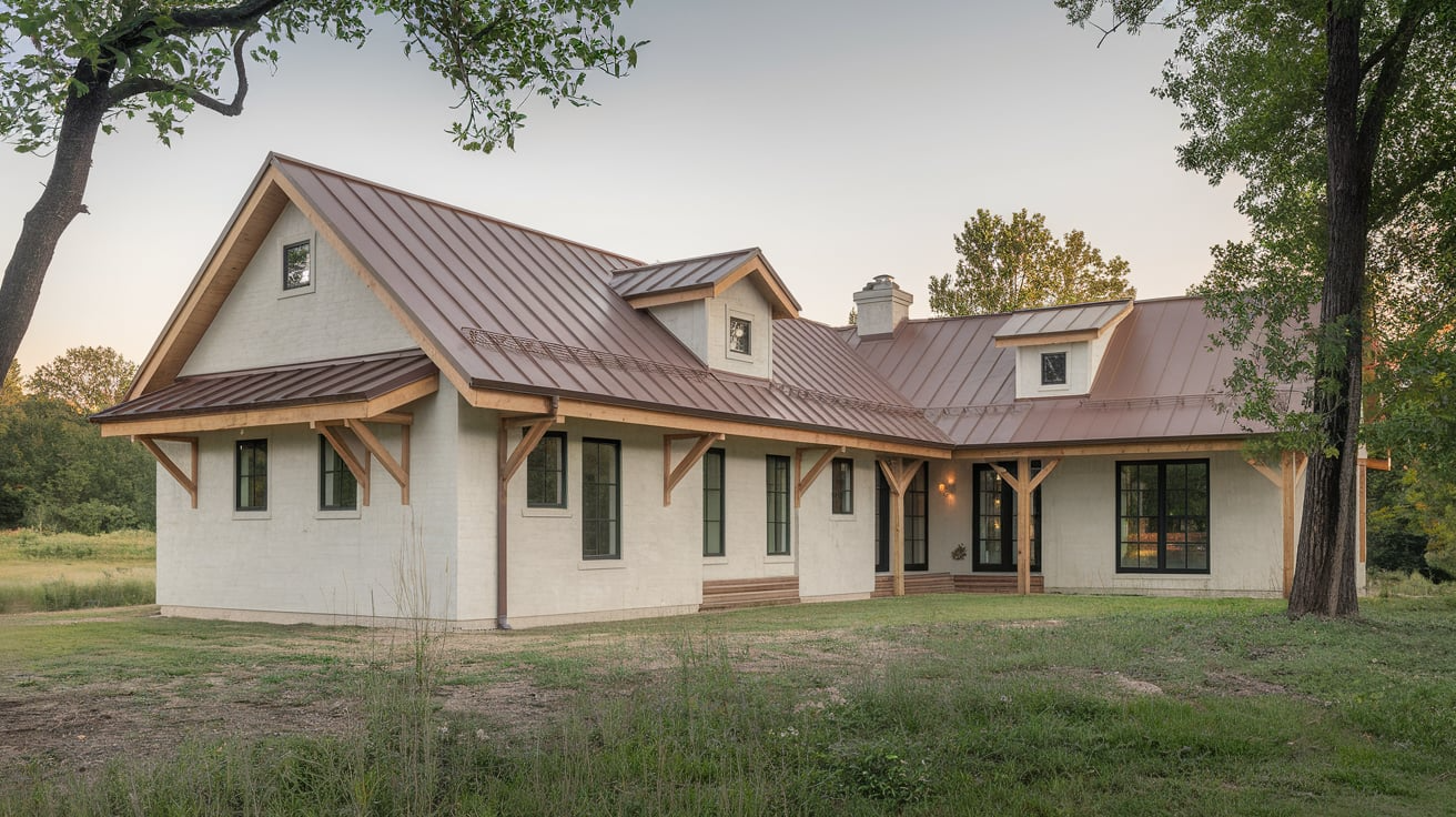 simple roofline natural finish rustic modern house