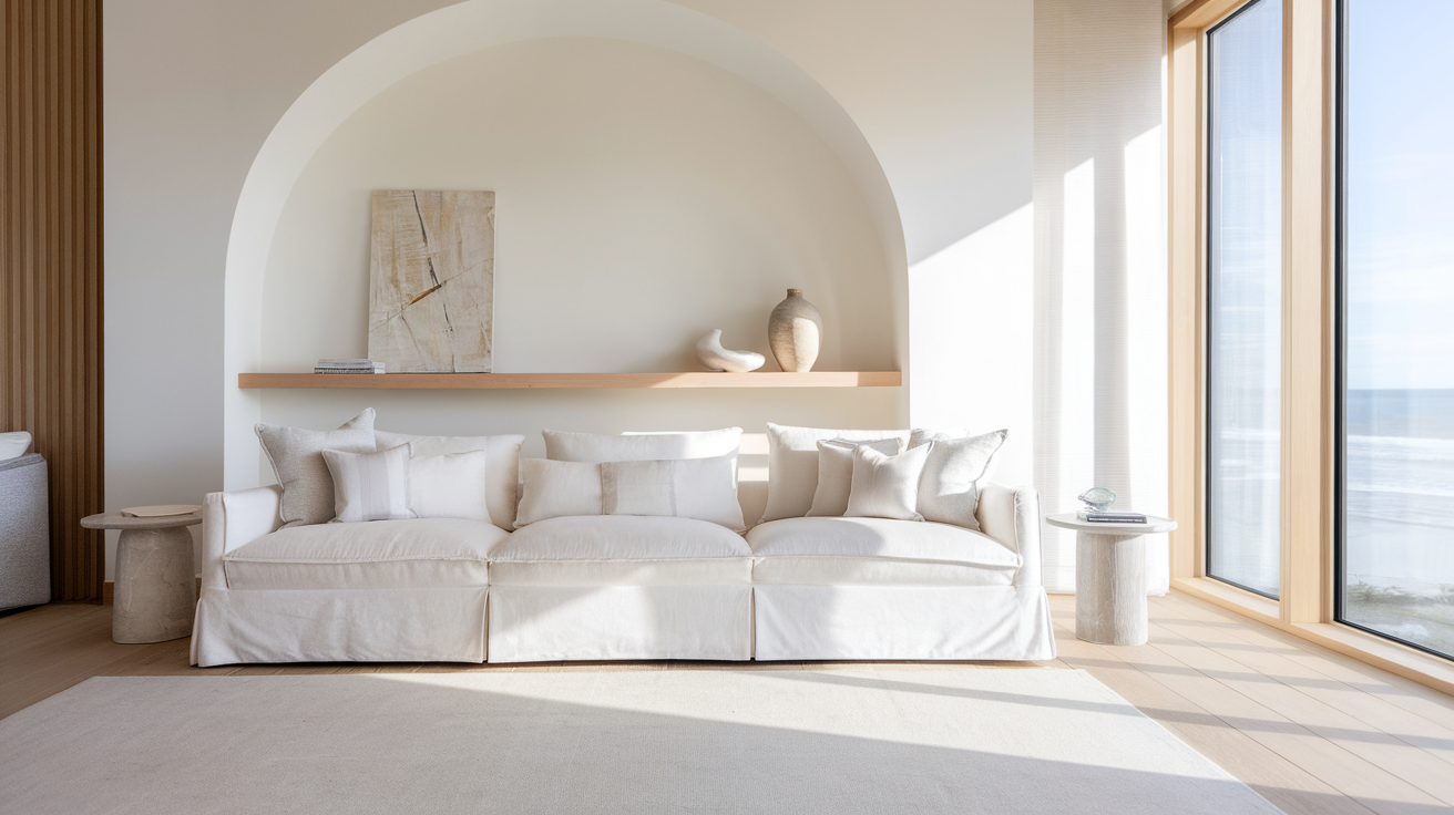 slipcovered sofa coastal living room beach decor ideas