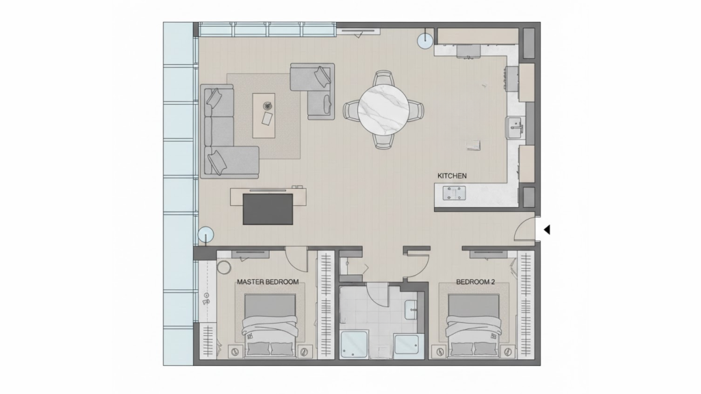small open floor house plan two bedroom