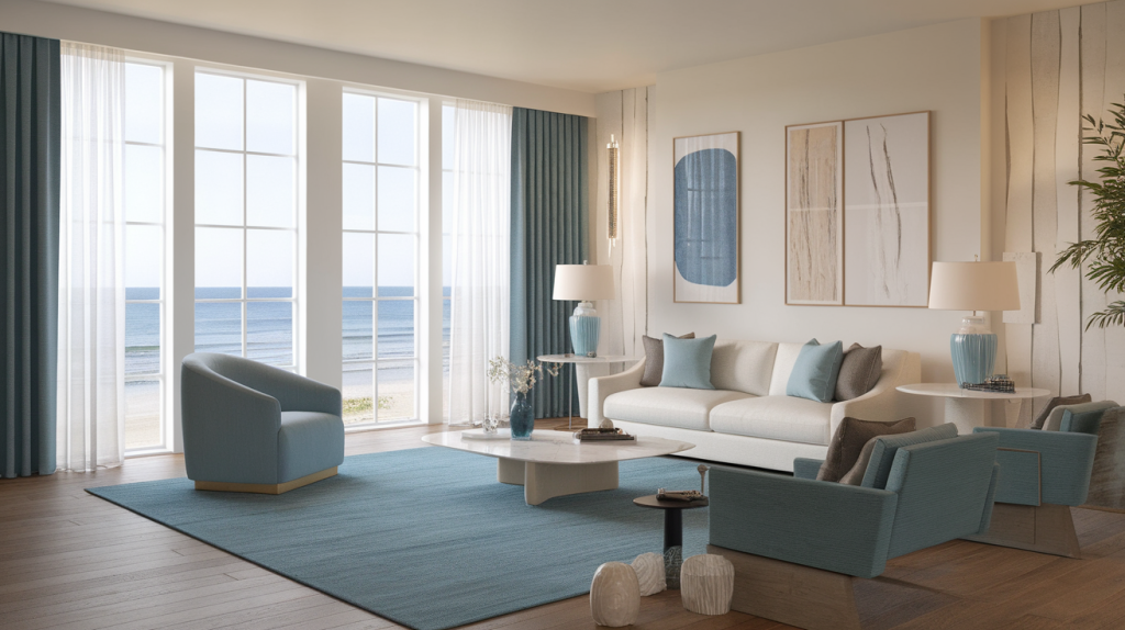 soft color palette modern coastal interior design