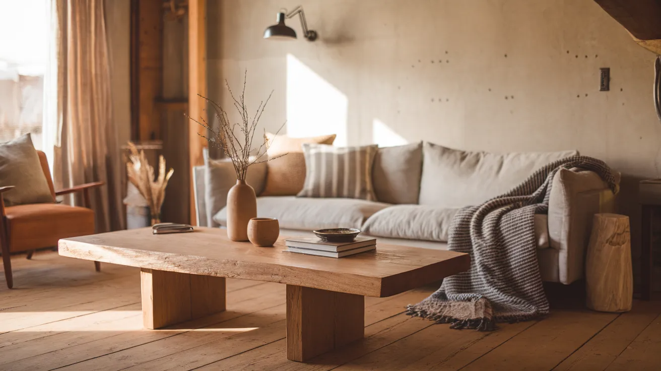 solid wood coffee table living room modern rustic interior design