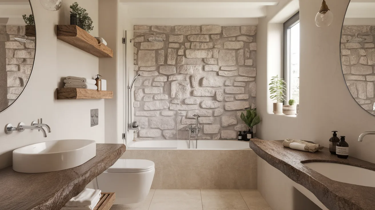 stone surfaces bathroom modern rustic interior design