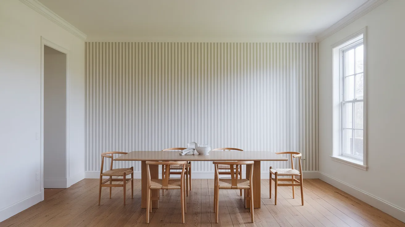 striped dining room accent wall idea
