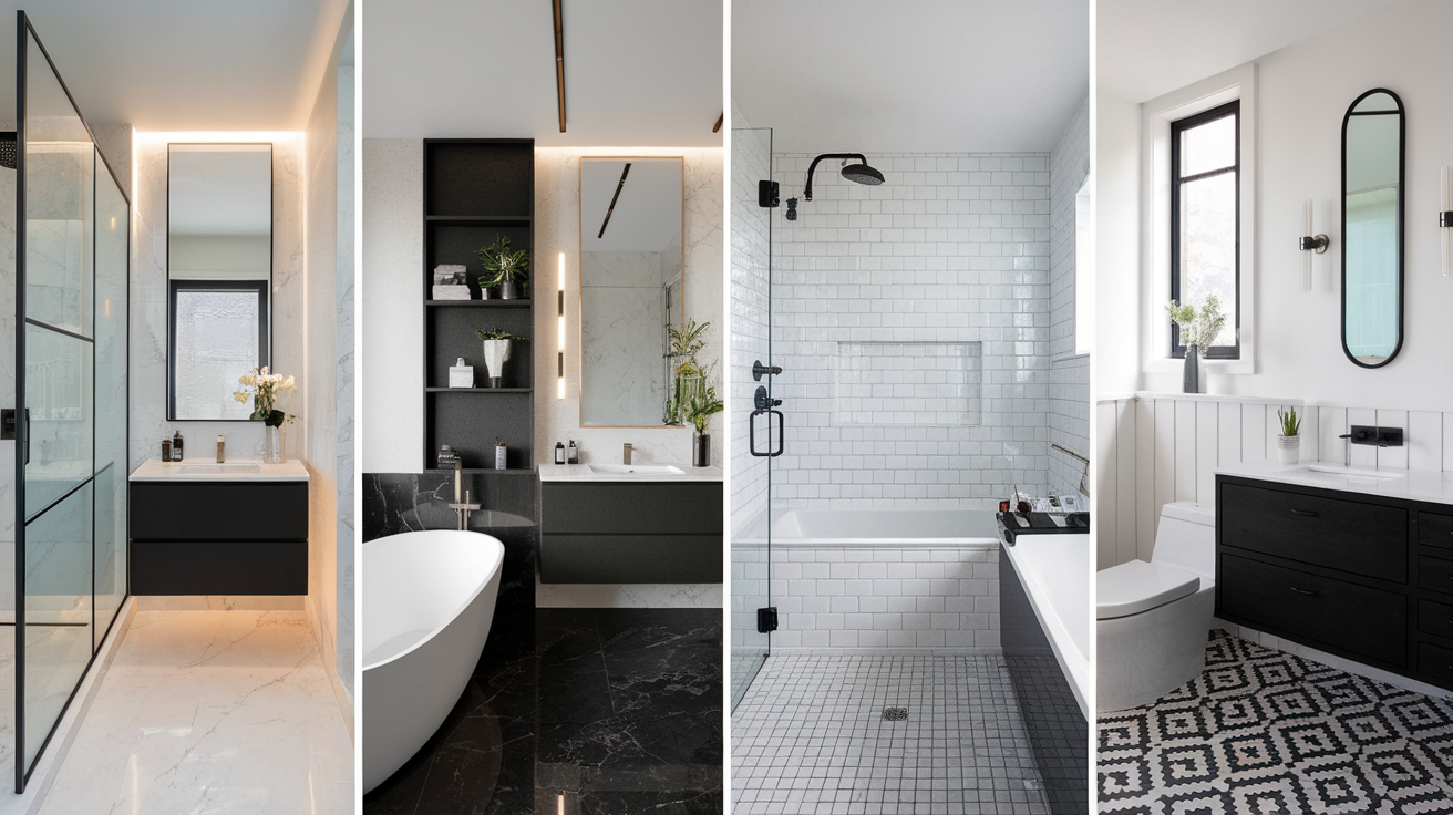 stylish black and white bathroom design ideas