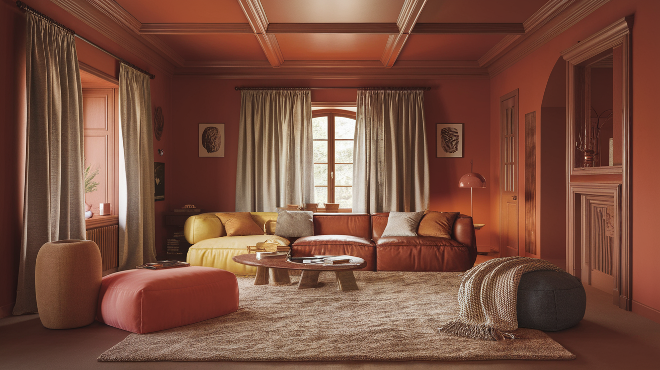 textured interior design color drenched room