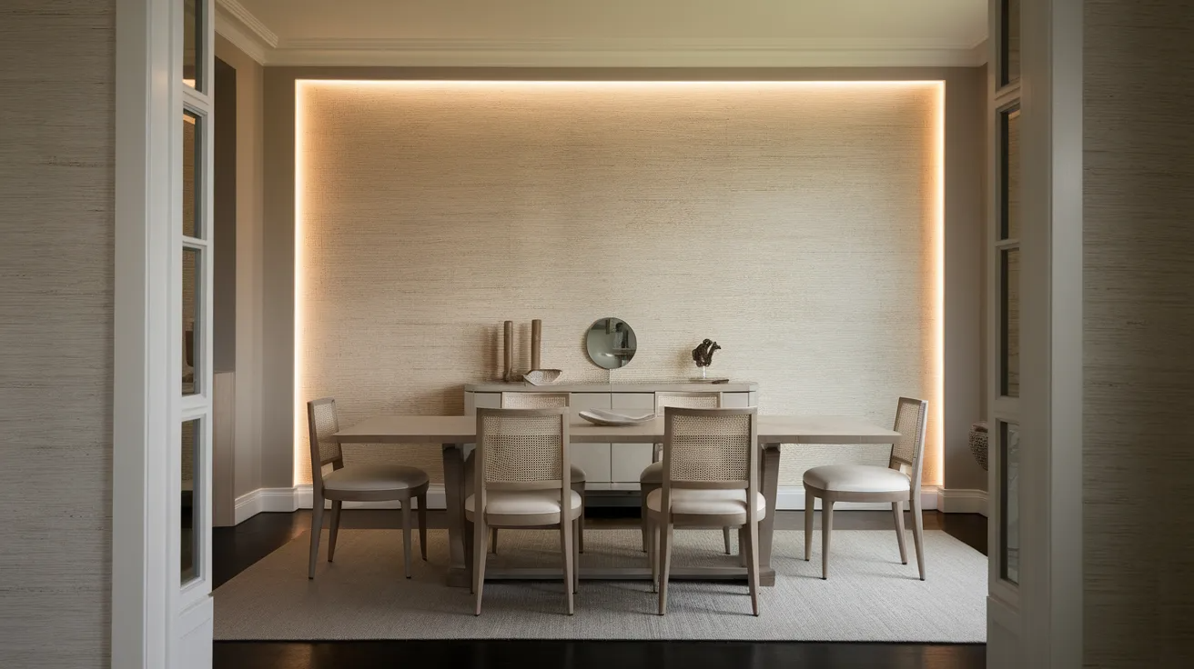 textured wallpaper dining room accent wall idea