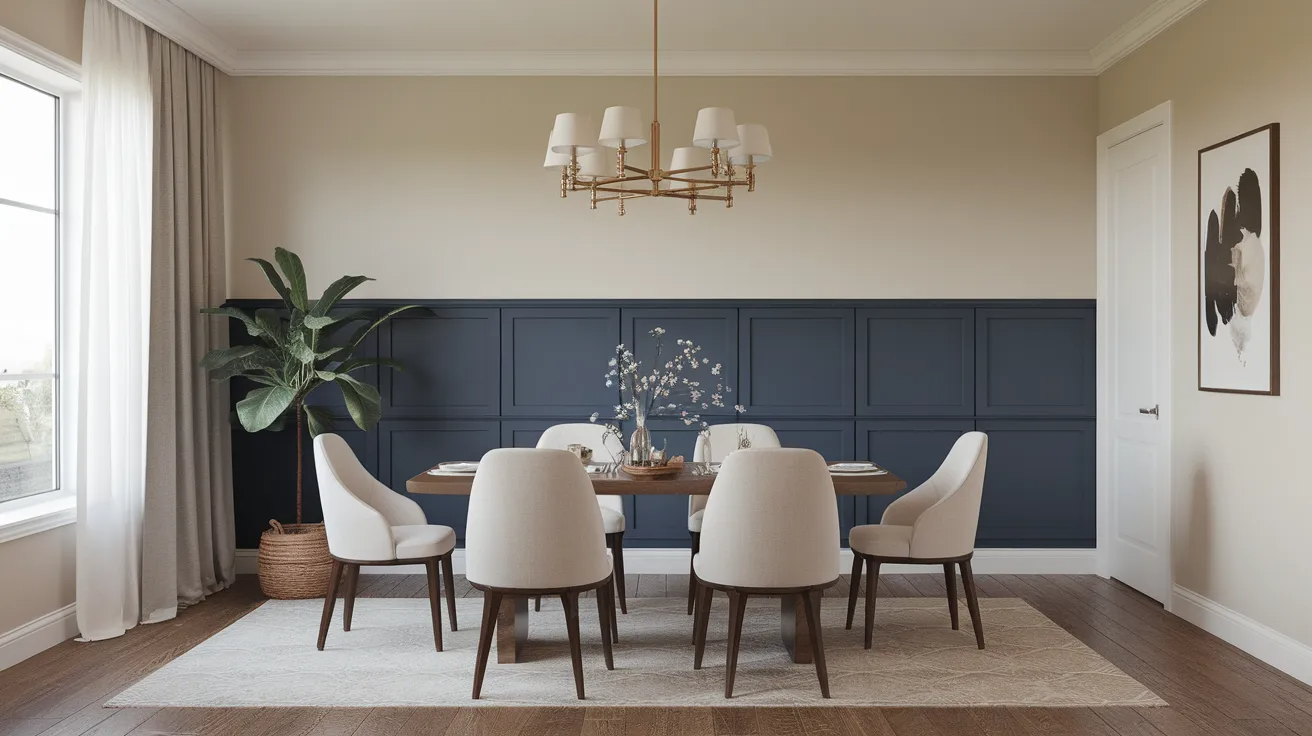 two tone dining room accent wall idea
