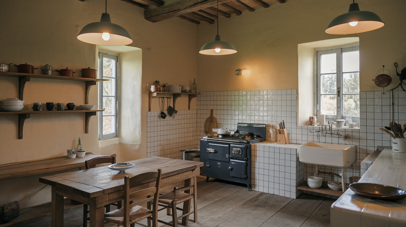 warm kitchen lighting country style rustic home