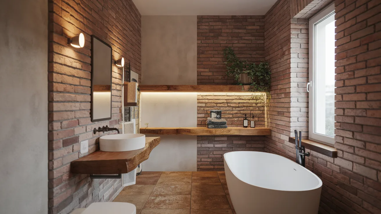 warm lighting bathroom modern rustic interior design